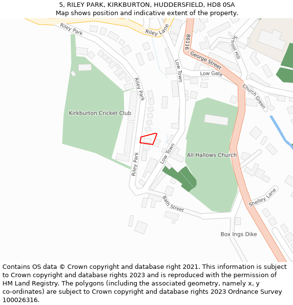 5, RILEY PARK, KIRKBURTON, HUDDERSFIELD, HD8 0SA: Location map and indicative extent of plot