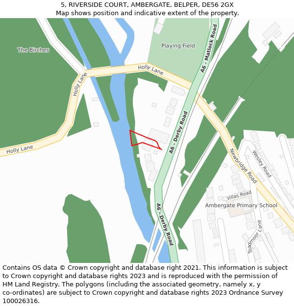 5, RIVERSIDE COURT, AMBERGATE, BELPER, DE56 2GX: Location map and indicative extent of plot