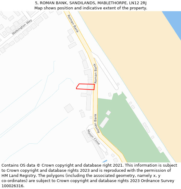 5, ROMAN BANK, SANDILANDS, MABLETHORPE, LN12 2RJ: Location map and indicative extent of plot