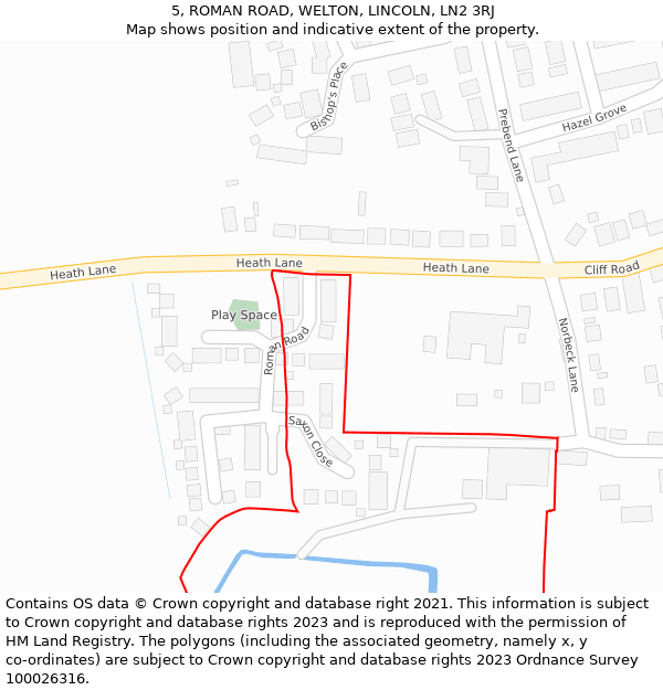 5, ROMAN ROAD, WELTON, LINCOLN, LN2 3RJ: Location map and indicative extent of plot