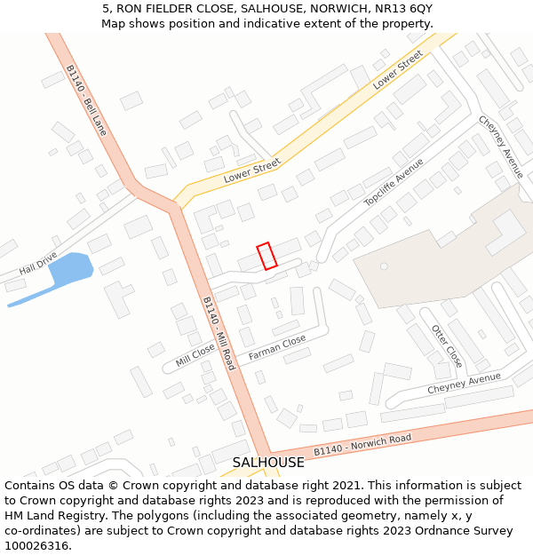 5, RON FIELDER CLOSE, SALHOUSE, NORWICH, NR13 6QY: Location map and indicative extent of plot