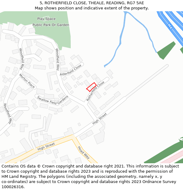 5, ROTHERFIELD CLOSE, THEALE, READING, RG7 5AE: Location map and indicative extent of plot