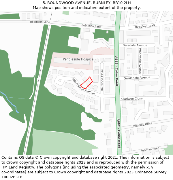 5, ROUNDWOOD AVENUE, BURNLEY, BB10 2LH: Location map and indicative extent of plot