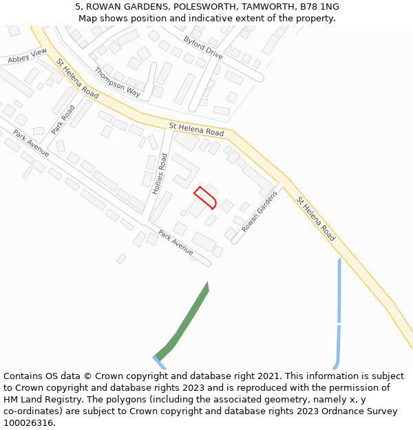 5, ROWAN GARDENS, POLESWORTH, TAMWORTH, B78 1NG: Location map and indicative extent of plot