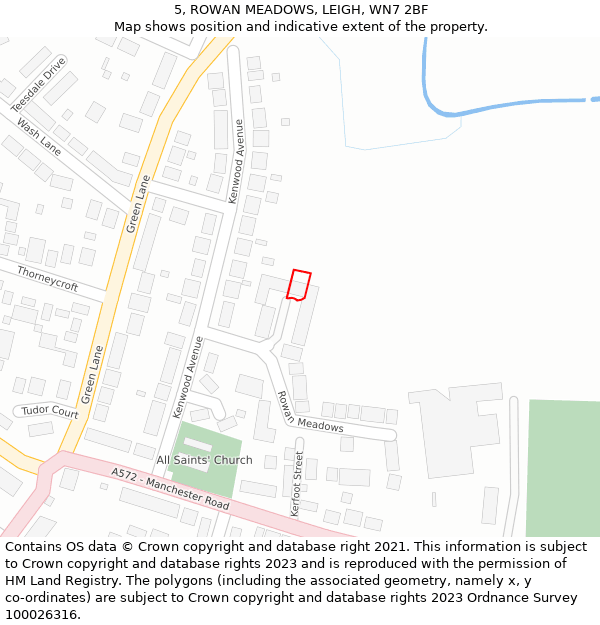 5, ROWAN MEADOWS, LEIGH, WN7 2BF: Location map and indicative extent of plot