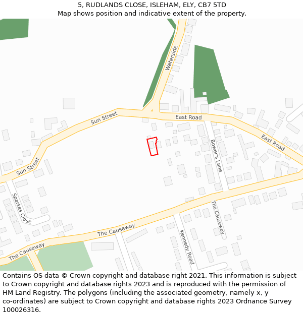 5, RUDLANDS CLOSE, ISLEHAM, ELY, CB7 5TD: Location map and indicative extent of plot