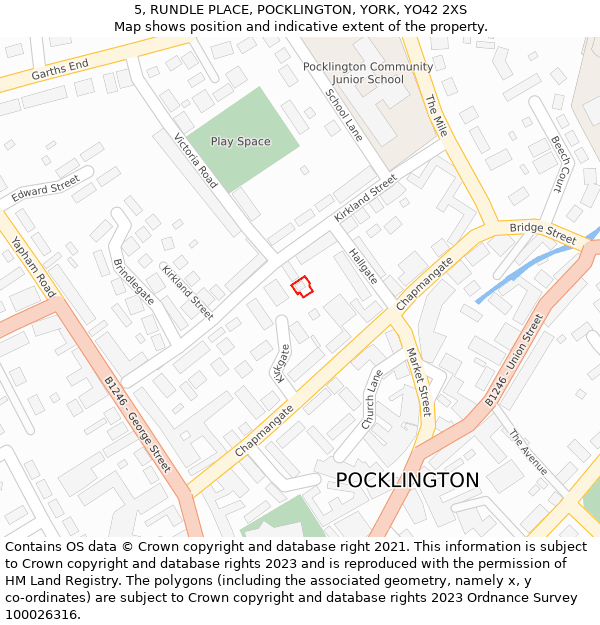 5, RUNDLE PLACE, POCKLINGTON, YORK, YO42 2XS: Location map and indicative extent of plot