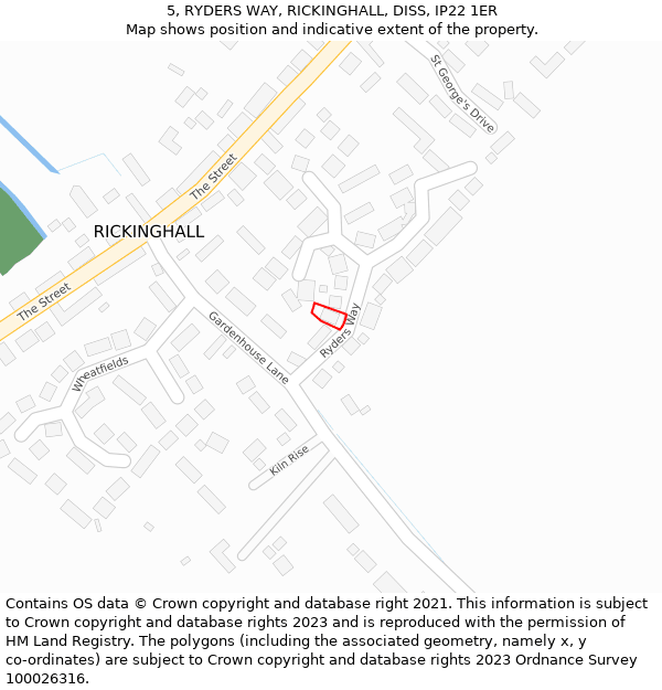 5, RYDERS WAY, RICKINGHALL, DISS, IP22 1ER: Location map and indicative extent of plot