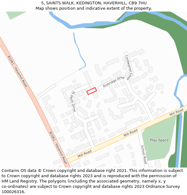 5, SAINTS WALK, KEDINGTON, HAVERHILL, CB9 7HU: Location map and indicative extent of plot