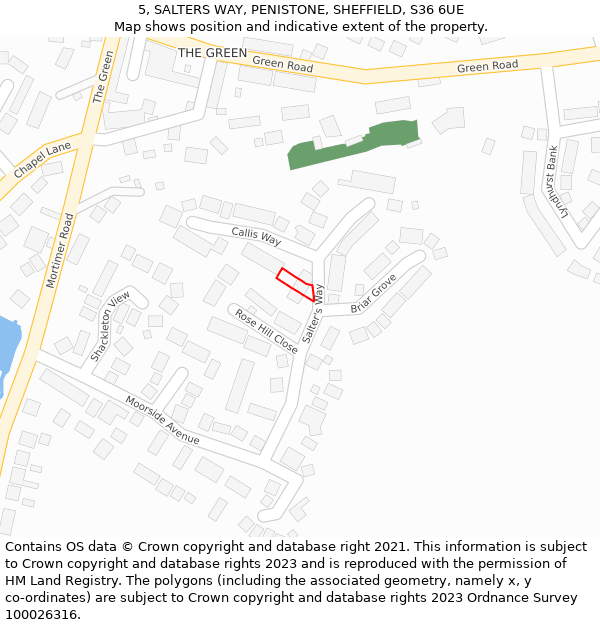 5, SALTERS WAY, PENISTONE, SHEFFIELD, S36 6UE: Location map and indicative extent of plot