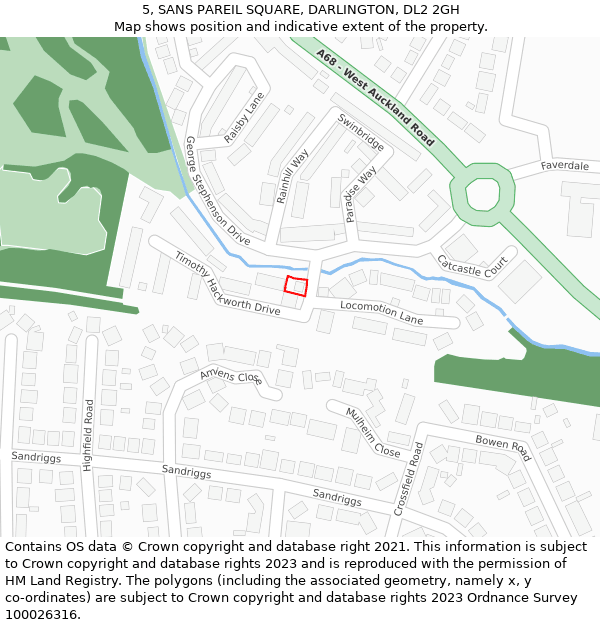 5, SANS PAREIL SQUARE, DARLINGTON, DL2 2GH: Location map and indicative extent of plot