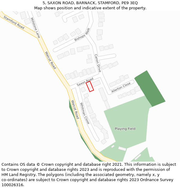 5, SAXON ROAD, BARNACK, STAMFORD, PE9 3EQ: Location map and indicative extent of plot