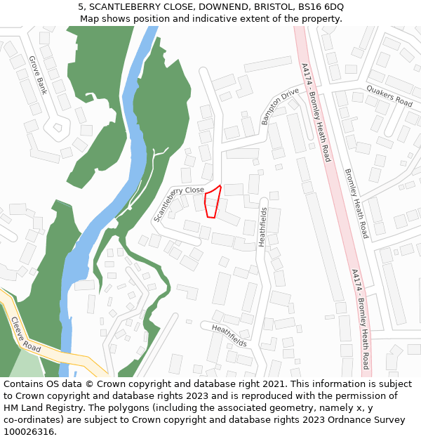 5, SCANTLEBERRY CLOSE, DOWNEND, BRISTOL, BS16 6DQ: Location map and indicative extent of plot