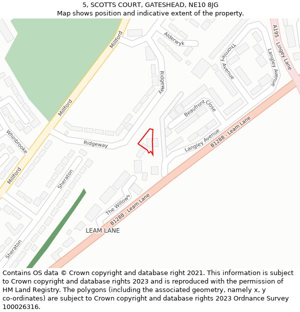 5, SCOTTS COURT, GATESHEAD, NE10 8JG: Location map and indicative extent of plot