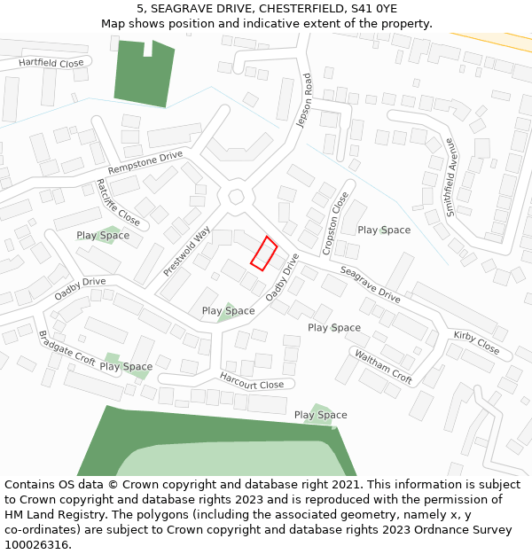 5, SEAGRAVE DRIVE, CHESTERFIELD, S41 0YE: Location map and indicative extent of plot
