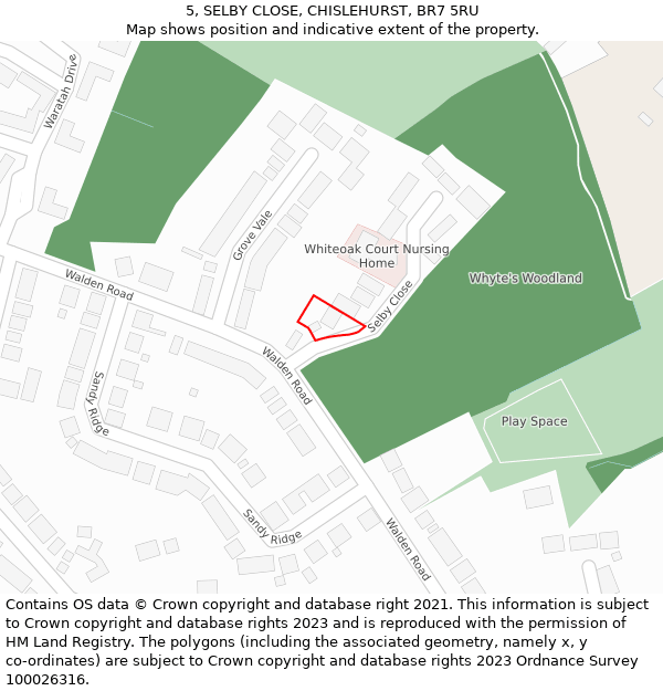 5, SELBY CLOSE, CHISLEHURST, BR7 5RU: Location map and indicative extent of plot