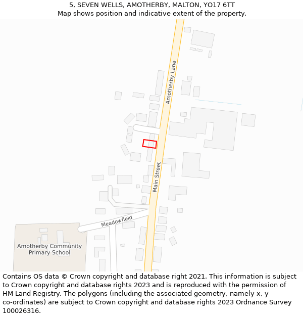 5, SEVEN WELLS, AMOTHERBY, MALTON, YO17 6TT: Location map and indicative extent of plot