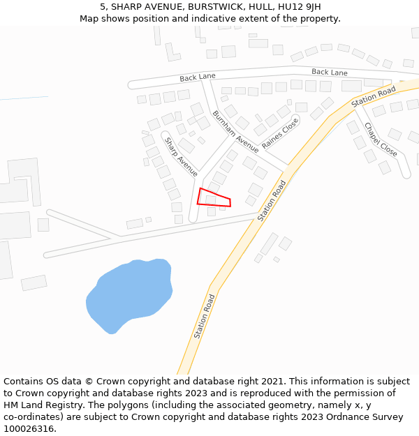 5, SHARP AVENUE, BURSTWICK, HULL, HU12 9JH: Location map and indicative extent of plot