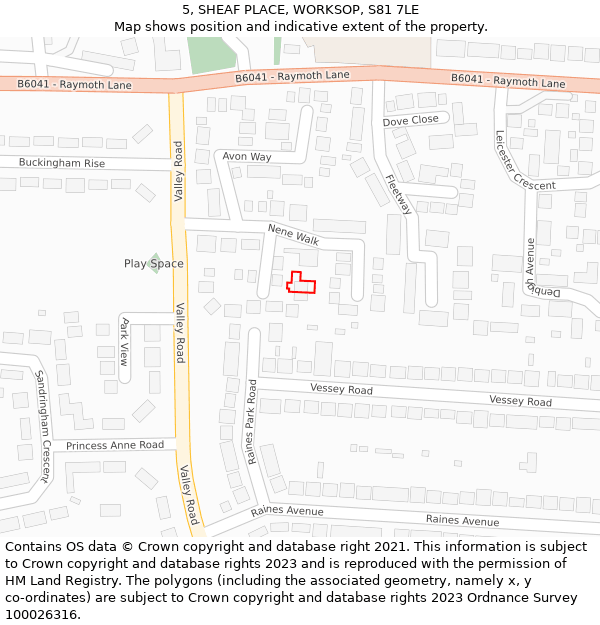 5, SHEAF PLACE, WORKSOP, S81 7LE: Location map and indicative extent of plot