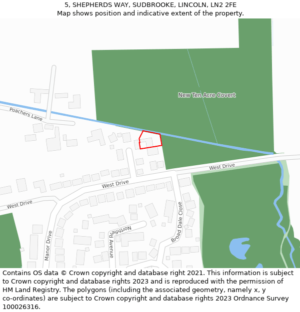5, SHEPHERDS WAY, SUDBROOKE, LINCOLN, LN2 2FE: Location map and indicative extent of plot