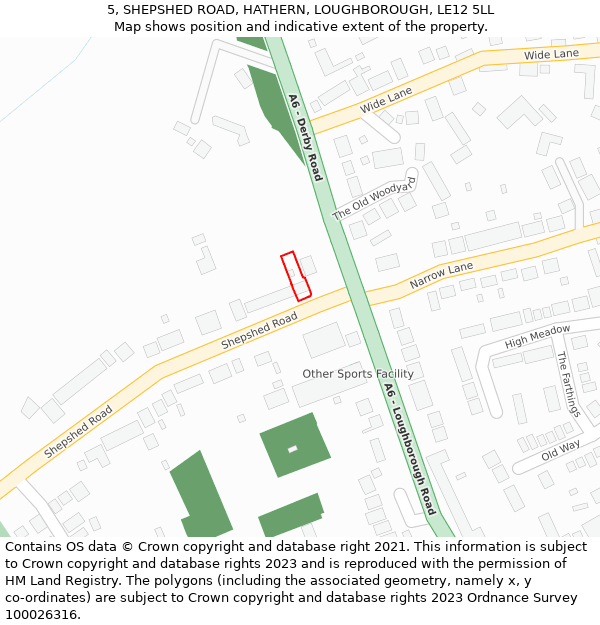 5, SHEPSHED ROAD, HATHERN, LOUGHBOROUGH, LE12 5LL: Location map and indicative extent of plot