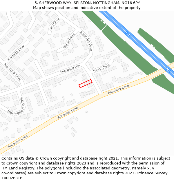 5, SHERWOOD WAY, SELSTON, NOTTINGHAM, NG16 6PY: Location map and indicative extent of plot