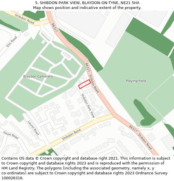 5, SHIBDON PARK VIEW, BLAYDON-ON-TYNE, NE21 5HA: Location map and indicative extent of plot