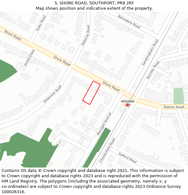 5, SHORE ROAD, SOUTHPORT, PR8 2RF: Location map and indicative extent of plot