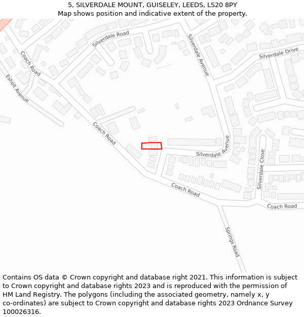 5, SILVERDALE MOUNT, GUISELEY, LEEDS, LS20 8PY: Location map and indicative extent of plot