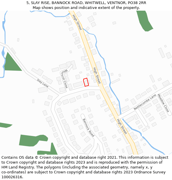 5, SLAY RISE, BANNOCK ROAD, WHITWELL, VENTNOR, PO38 2RR: Location map and indicative extent of plot