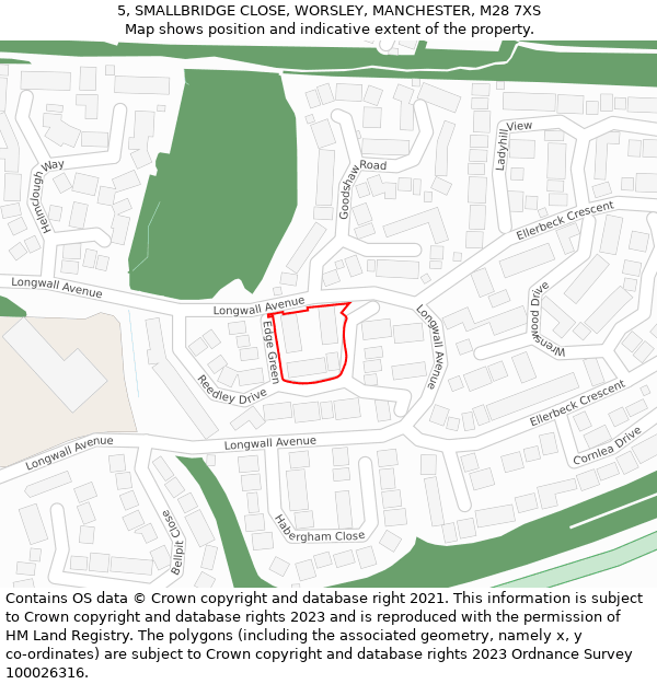 5, SMALLBRIDGE CLOSE, WORSLEY, MANCHESTER, M28 7XS: Location map and indicative extent of plot
