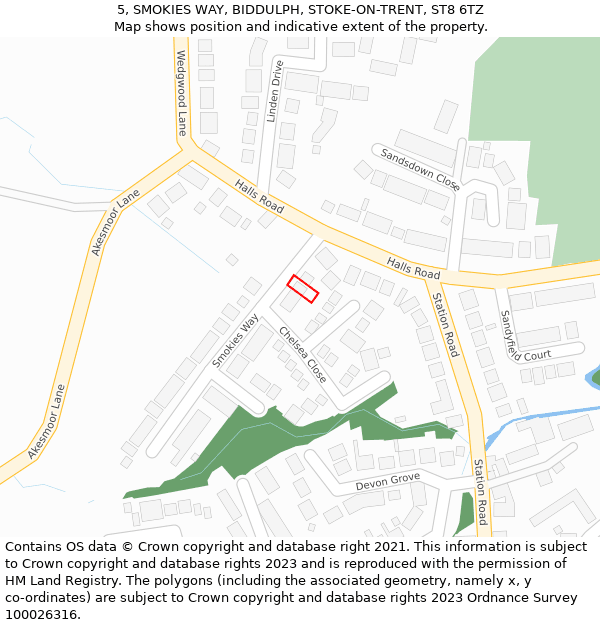 5, SMOKIES WAY, BIDDULPH, STOKE-ON-TRENT, ST8 6TZ: Location map and indicative extent of plot