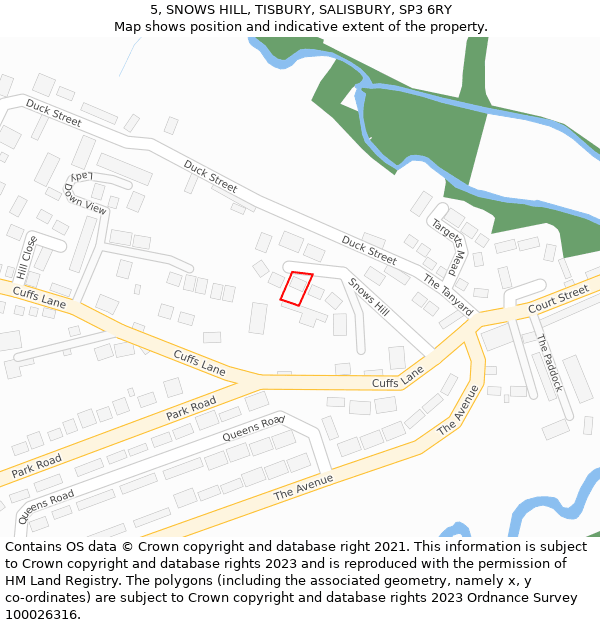 5, SNOWS HILL, TISBURY, SALISBURY, SP3 6RY: Location map and indicative extent of plot