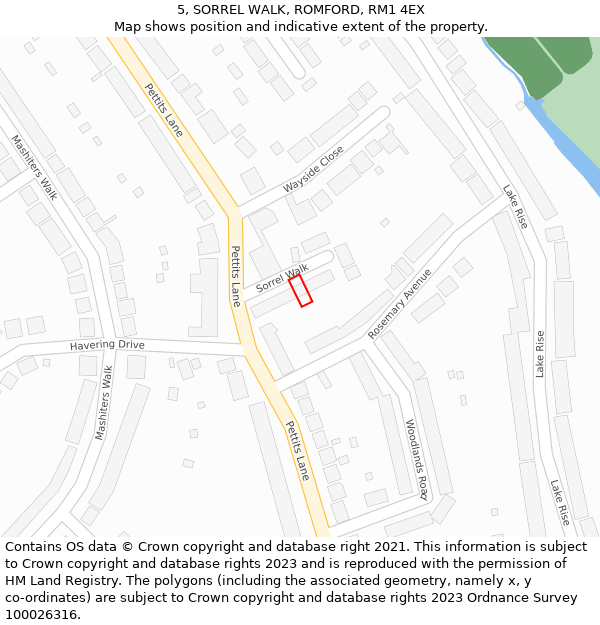 5, SORREL WALK, ROMFORD, RM1 4EX: Location map and indicative extent of plot
