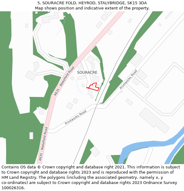 5, SOURACRE FOLD, HEYROD, STALYBRIDGE, SK15 3DA: Location map and indicative extent of plot