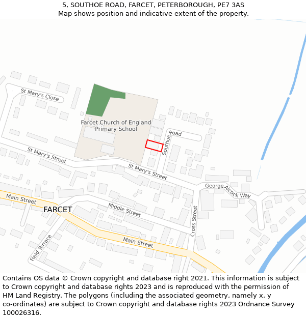 5, SOUTHOE ROAD, FARCET, PETERBOROUGH, PE7 3AS: Location map and indicative extent of plot