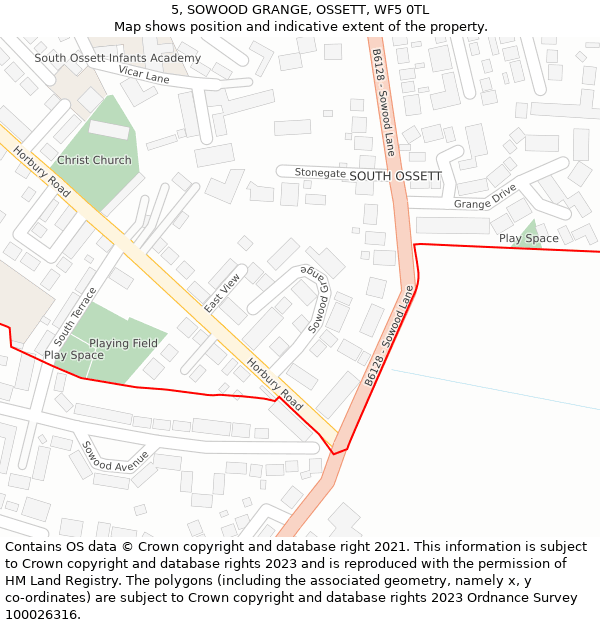 5, SOWOOD GRANGE, OSSETT, WF5 0TL: Location map and indicative extent of plot