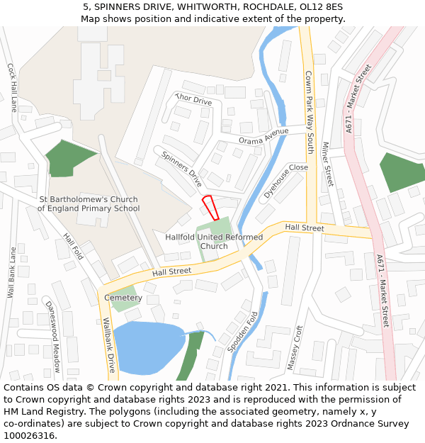 5, SPINNERS DRIVE, WHITWORTH, ROCHDALE, OL12 8ES: Location map and indicative extent of plot