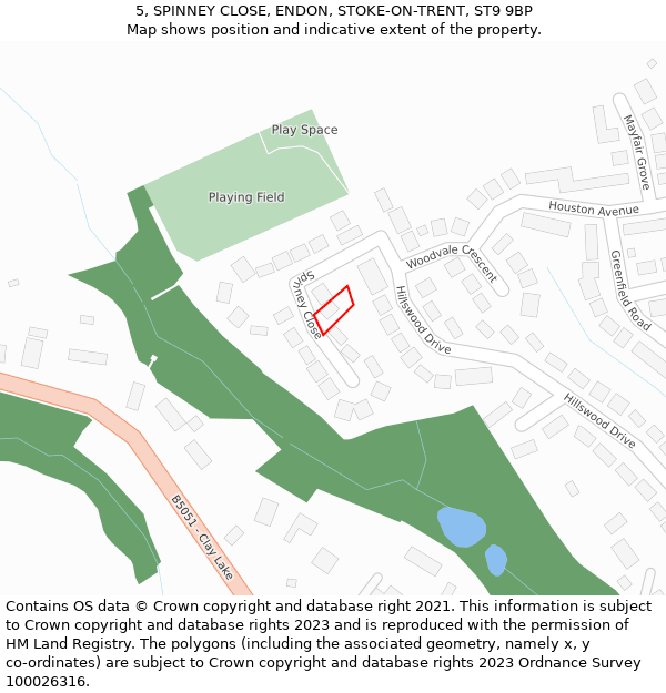 5, SPINNEY CLOSE, ENDON, STOKE-ON-TRENT, ST9 9BP: Location map and indicative extent of plot