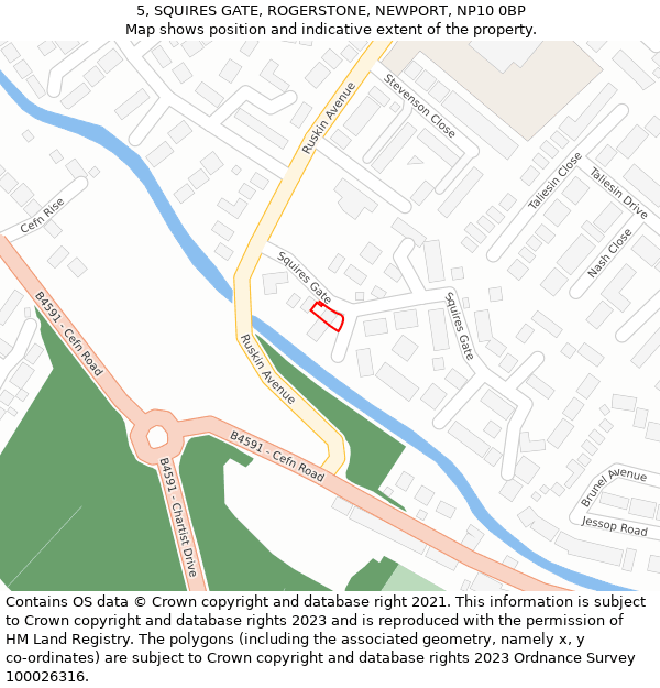 5, SQUIRES GATE, ROGERSTONE, NEWPORT, NP10 0BP: Location map and indicative extent of plot