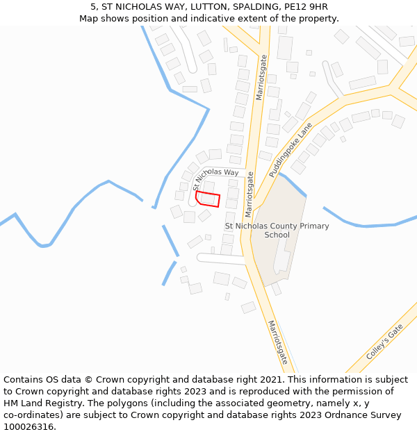 5, ST NICHOLAS WAY, LUTTON, SPALDING, PE12 9HR: Location map and indicative extent of plot