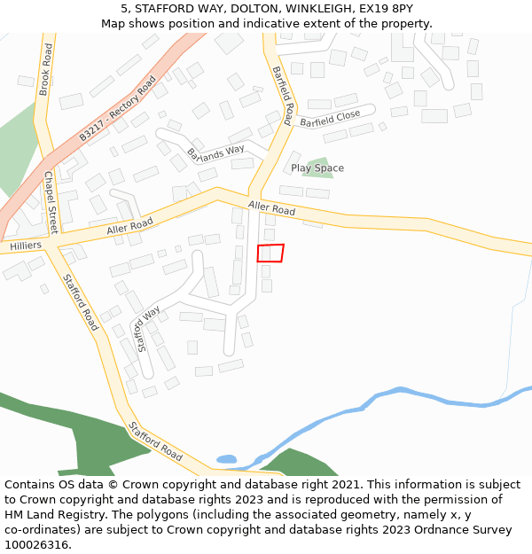 5, STAFFORD WAY, DOLTON, WINKLEIGH, EX19 8PY: Location map and indicative extent of plot