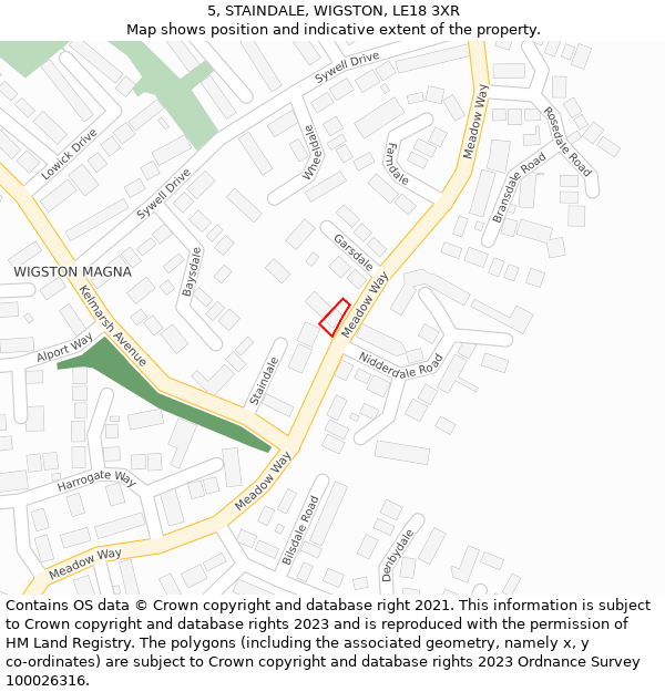 5, STAINDALE, WIGSTON, LE18 3XR: Location map and indicative extent of plot