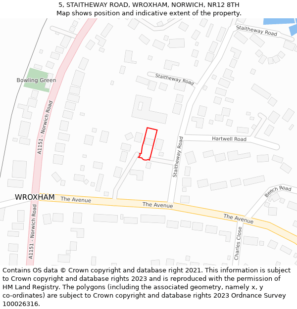 5, STAITHEWAY ROAD, WROXHAM, NORWICH, NR12 8TH: Location map and indicative extent of plot