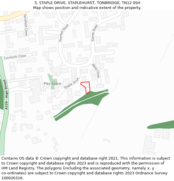 5, STAPLE DRIVE, STAPLEHURST, TONBRIDGE, TN12 0SH: Location map and indicative extent of plot