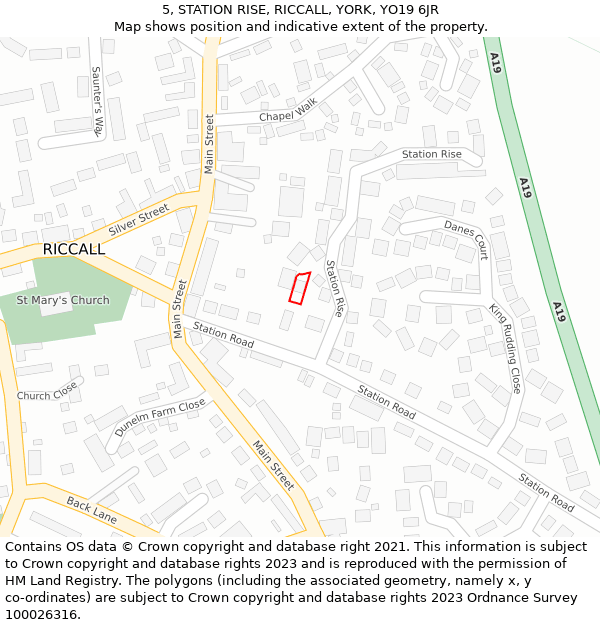 5, STATION RISE, RICCALL, YORK, YO19 6JR: Location map and indicative extent of plot