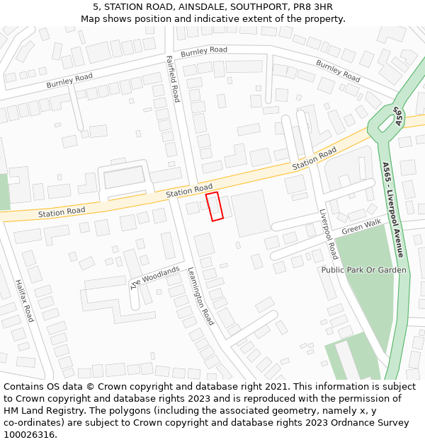 5, STATION ROAD, AINSDALE, SOUTHPORT, PR8 3HR: Location map and indicative extent of plot