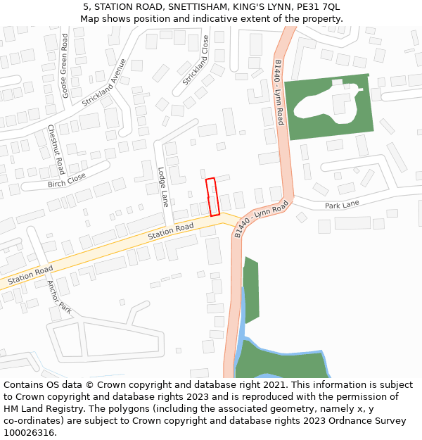 5, STATION ROAD, SNETTISHAM, KING'S LYNN, PE31 7QL: Location map and indicative extent of plot