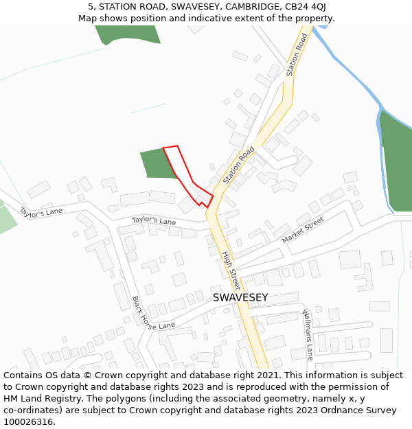 5, STATION ROAD, SWAVESEY, CAMBRIDGE, CB24 4QJ: Location map and indicative extent of plot