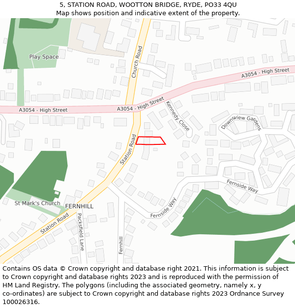 5, STATION ROAD, WOOTTON BRIDGE, RYDE, PO33 4QU: Location map and indicative extent of plot